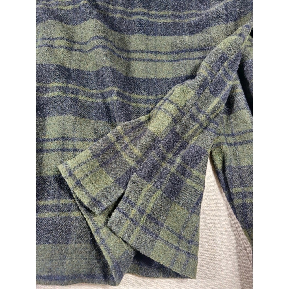Vintage Wool Blend Plaid Flannel Shirt Jacket Snap Large 80s Orton Brothers - Picture 11 of 12
